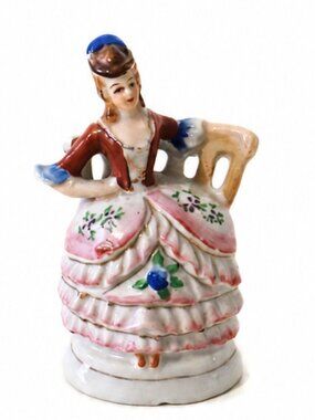 Vintage Occupied Japan Hand Painted Porcelain Lady Figurine Victorian Woman 1945
